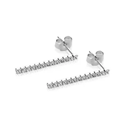 23mm ZINZI zilveren tennis oorstekers met rijzetting witte zirconia's ZIO2794