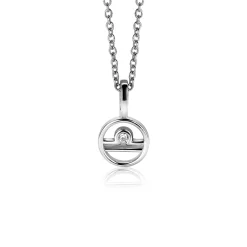 9mm ZINZI zilveren Weegschaal sterrenbeeldhanger bezet met witte zirconia ZIH-WEE (zonder collier)