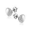 9mm ZINZI zilveren Yin Yang oorstekers, bezet met parelmoer en witte zirconia's. Yin Yang staat symbool voor: balans, harmonie, dynamiek en verbondenheid ZIO2423