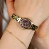 ZINZI Belle Ovale 26mm geelgoudkleurig horloge bruine wijzerplaat en stalen schakelband, Japans uurwerk ZIW2936