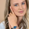 ZINZI Belle Ovale 26mm zilverkleurig horloge blauwe wijzerplaat en stalen schakelband, Japans uurwerk ZIW2955