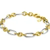 ZINZI bicolor schakelarmband 7mm breed met jasseron en ovale schakels 19,5cm ZIA2667