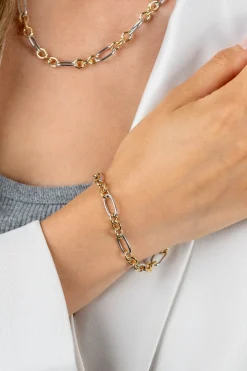 ZINZI bicolor schakelketting 7mm breed met jasseron en ovale schakels 45cm ZIC2667