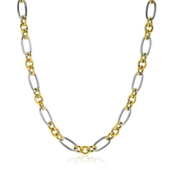 ZINZI bicolor schakelketting 7mm breed met jasseron en ovale schakels 45cm ZIC2667