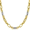 ZINZI bicolor schakelketting (7mm breed) met afwisselend gold plated jasseron schakels en grote zilveren ovale schakels 45cm ZIC2639