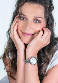 ZINZI Classy horloge 34mm zilverkleurige wijzerplaat stalen kast en band datum ziw1002