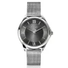 ZINZI Classy Mini horloge 30mm grijze wijzerplaat stalen kast en meshband ZIW1224M