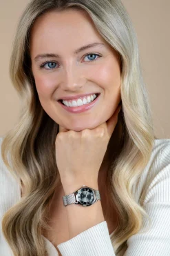 ZINZI Classy Mini horloge 30mm grijze wijzerplaat stalen kast en meshband ZIW1224M