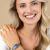 ZINZI Elegance horloge blauwe wijzerplaat en rechthoekige kast stalen schakelband 28mm extra dun ZIW1955