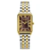ZINZI Elegance horloge 28mm bruine wijzerplaat en rechthoekige kast stalen bicolor schakelband Japans uurwerk ZIW1936