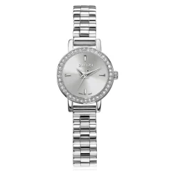 ZINZI Etoile horloge 20mm zilverkleurige sunray wijzerplaat zilverkleurige stalen kast rondom bezet met witte crystals en schakelband ZIW3202
