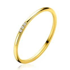 ZINZI Gold 14 karaat gouden aanschuifring bezet met drie witte zirkonia's ZGR530