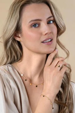 ZINZI Gold 14 karaat gouden armband ronde plaatjes ZGA167