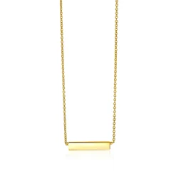 ZINZI Gold 14 karaat gouden collier plaatje glad 42cm ZGC176