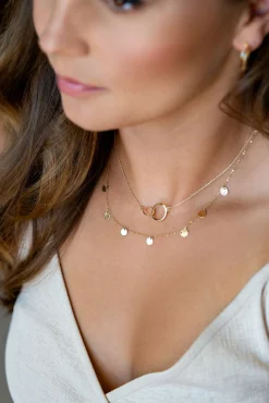 ZINZI Gold 14 karaat gouden collier met 7 rondjes 45cm ZGC167