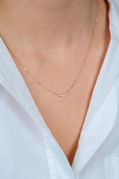 ZINZI Gold 14 karaat gouden ketting met vijf ronde witte zirconia's op een rij 45cm ZGC556