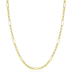 ZINZI Gold 14 karaat gouden massieve ketting met lange paperclip-schakels gecombineerd met jasseron schakels 41-43cm ZGC495