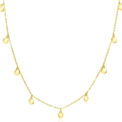ZINZI Gold 14 karaat gouden massieve ketting met 9 bungelende rondjes 40-45cm ZGC488