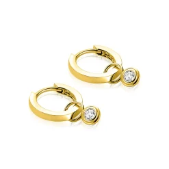ZINZI Gold 14 karaat gouden oorbedels met ronde witte zirconia ZGCH560 (zonder oorringen)