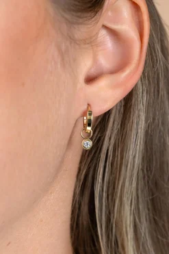 ZINZI Gold 14 karaat gouden oorbedels met ronde witte zirconia ZGCH560 (zonder oorringen)