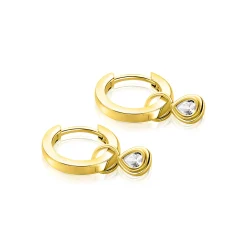 ZINZI Gold 14 karaat gouden oorbedels met druppelvormige witte zirconia ZGCH559 (zonder oorringen)