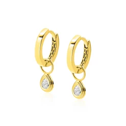 ZINZI Gold 14 karaat gouden oorbedels met druppelvormige witte zirconia ZGCH559 (zonder oorringen)