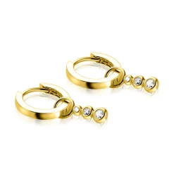 ZINZI Gold 14 karaat gouden oorbedels met drie aflopende ronde witte zirconia's ZGCH556 (zonder oorringen)