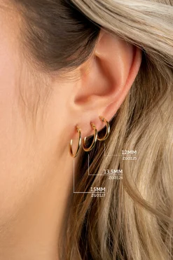 ZINZI Gold 14 karaat gouden oorringen ronde buis 15 x 1,5mm ZGO127