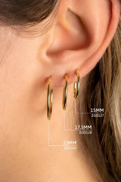 ZINZI Gold 14 karaat gouden oorringen ronde buis 23 x 1,5mm ZGO260