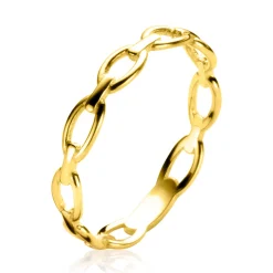 ZINZI Gold 14 karaat gouden ring met ovale schakels van 3mm breed ZGR368