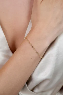 ZINZI Gold 14 krt gouden armband met bewerkte ovale schakels 3mm breed 19cm ZGA538