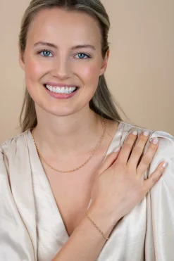 ZINZI Gold 14 krt gouden armband met bewerkte ovale schakels 3mm breed 19cm ZGA538