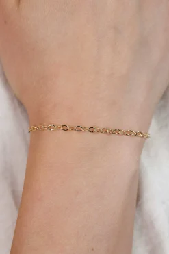 ZINZI Gold 14 krt gouden armband met bewerkte ovale schakels 3mm breed 19cm ZGA538