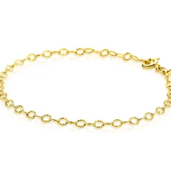 ZINZI Gold 14 krt gouden armband met bewerkte ovale schakels 3mm breed 19cm ZGA538