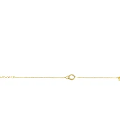 ZINZI Gold 14 krt gouden armband met twee open rondjes, mooi met elkaar verbonden. Het groter rondje (11mm) is bezet met witte zirconia's 16,5-19,5cm ZGA460