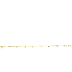 ZINZI Gold 14 krt gouden armband met zeven ronde hangertjes, bezet met witte zirconia's 15,5-18,5cm ZGA451