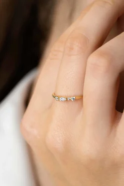 ZINZI Gold 14 krt gouden fantasie ring bezet met vierkante en peervormige witte zirconia's (2,5mm breed) ZGR464