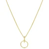 ZINZI Gold 14 krt gouden hanger 18mm met open ronde vorm en trendy staafje als hangoog ZGH404 (zonder collier)