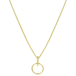 ZINZI Gold 14 krt gouden hanger 18mm met open ronde vorm en trendy staafje als hangoog ZGH404 (zonder collier)
