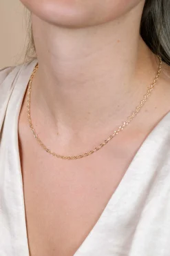ZINZI Gold 14 krt gouden ketting met bewerkte ovale schakels 3mm breed 45cm ZGC538
