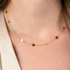 ZINZI Gold 14 krt gouden ketting met subtiele jasseron schakels en negen ronde gladde plaatjes 5mm breed 42-45cm ZGC503