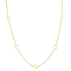 ZINZI Gold 14 krt gouden ketting met subtiele jasseron schakels en zeven open rondjes 6,5mm breed 42-45cm ZGC445