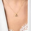 ZINZI Gold 14 krt gouden ketting 45cm met chique vierkante hanger 12 mm, bezet met lichtgroen amethist ZGC376