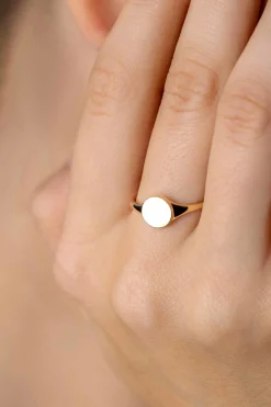 ZINZI Gold 14 krt gouden monogram ring met ovaal plaatje van 7mm ZGR406
