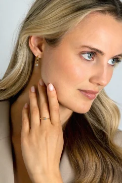 ZINZI Gold 14 krt gouden oorbedels in ronde vorm bezet met witte zirconia 5mm ZGCH421 (zonder oorringen)