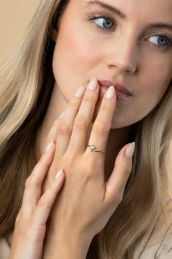 ZINZI Gold 14 krt gouden ring met twee vierpootszettingen, bezet met ronde witte zirconia's (7mm) ZGR462
