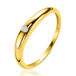 ZINZI Gold 14 krt gouden ring organisch gevormd, bezet met witte zirkonia ZGR535