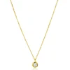 ZINZI Gold 14 krt gouden schakelkettinkje 43cm met sierlijke ronde hanger, bezet met witte zirconia ZGC371