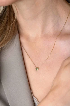 ZINZI Gold 14 krt gouden venetiaanse ketting 45cm met sierlijk glad hartje van 7mm ZGC486
