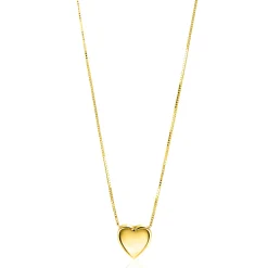 ZINZI Gold 14 krt gouden venetiaanse ketting 45cm met sierlijk glad hartje van 7mm ZGC486